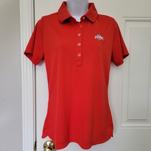 NWT Nike Golf Tour Performance Dri Fit Women's Ohio State OSU Red Polo Size Med - Picture 1 of 10